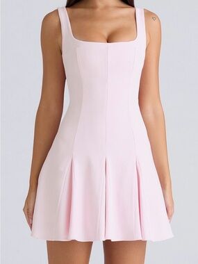 House of CB Pale Pink Square-Neck Mini Dress